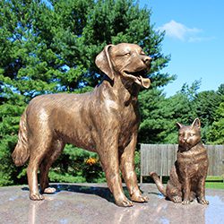 Bronze Dog and cat statue